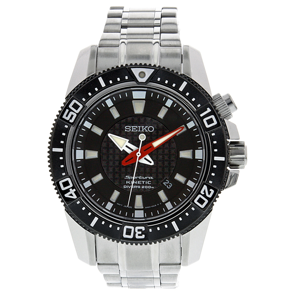 AAA 1:1 Replica Seiko Mens Watches Black Dial Kinetic 44MM SKA511P1 Watch