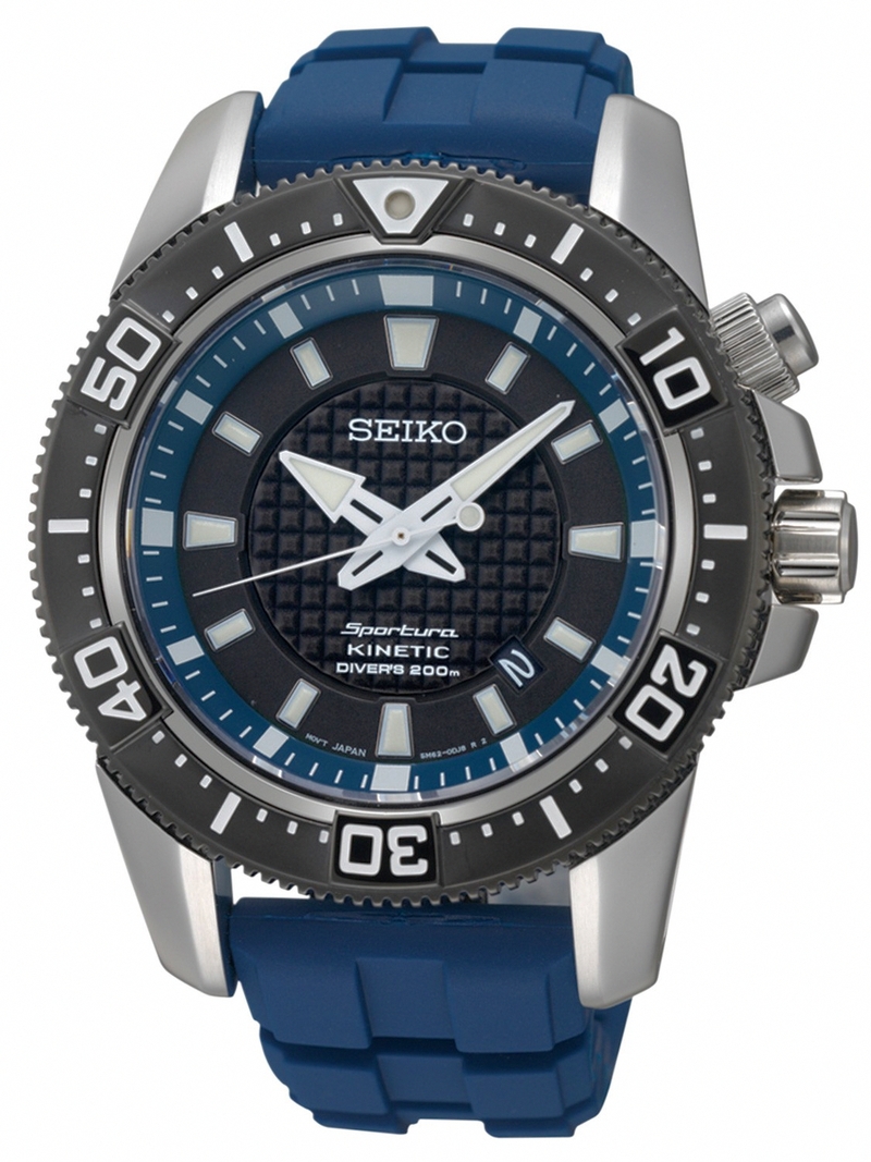 AAA 1:1 Replica Seiko-Sportura-Kinetic Mens Watches Black Dial Kinetic 44.2MM SKA563P1 Watch