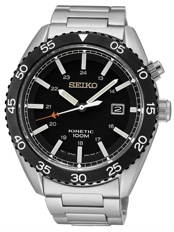 AAA 1:1 Replica Seiko-Kinetic Mens Watches Black Dial Kinetic 44.2MM SKA617P1 Watch