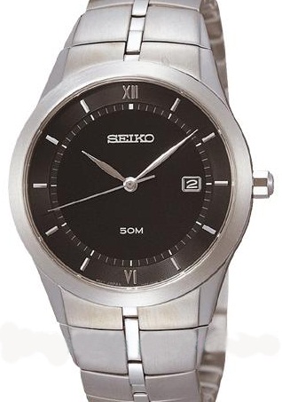 AAA 1:1 Replica Seiko-Stainless-Steel Mens Watches Black Dial Quartz SKK545P1 Watch