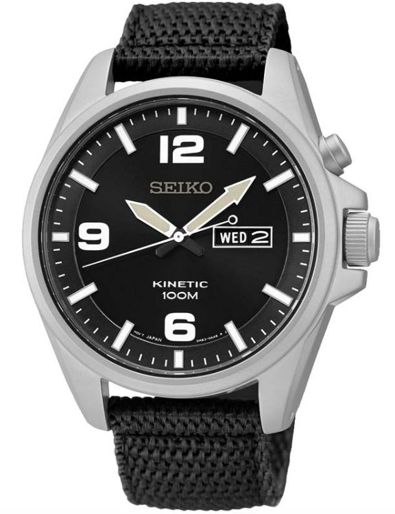 AAA 1:1 Replica Seiko-Kinetic Mens Watches Black Dial Kinetic 41MM SMY143P1 Watch