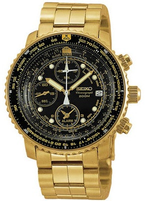 AAA 1:1 Replica Seiko-Chronograph Mens Watches Black Dial Quartz 40MM SNA414P1 Watch