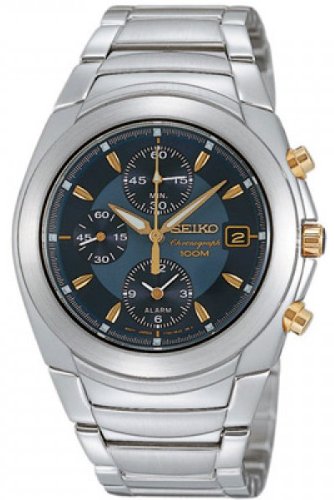 AAA 1:1 Replica Seiko-Chronograph Mens Watches Blue Dial Quartz 38MM SNA423P1 Watch