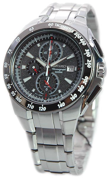 AAA 1:1 Replica Seiko-Chronograph Mens Watches Black Dial Quartz SNAB09P1 Watch