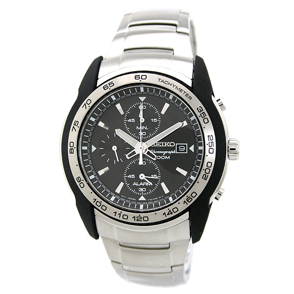 AAA 1:1 Replica Seiko-Alarm-Chronograph Mens Watches Black Dial Quartz 45MM SNAB95P1 Watch