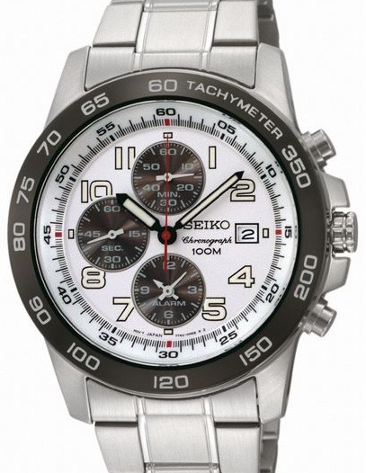 AAA 1:1 Replica Seiko-Alarm-Chronograph Mens Watches Silver Dial Quartz 43MM SNAC55P1 Watch