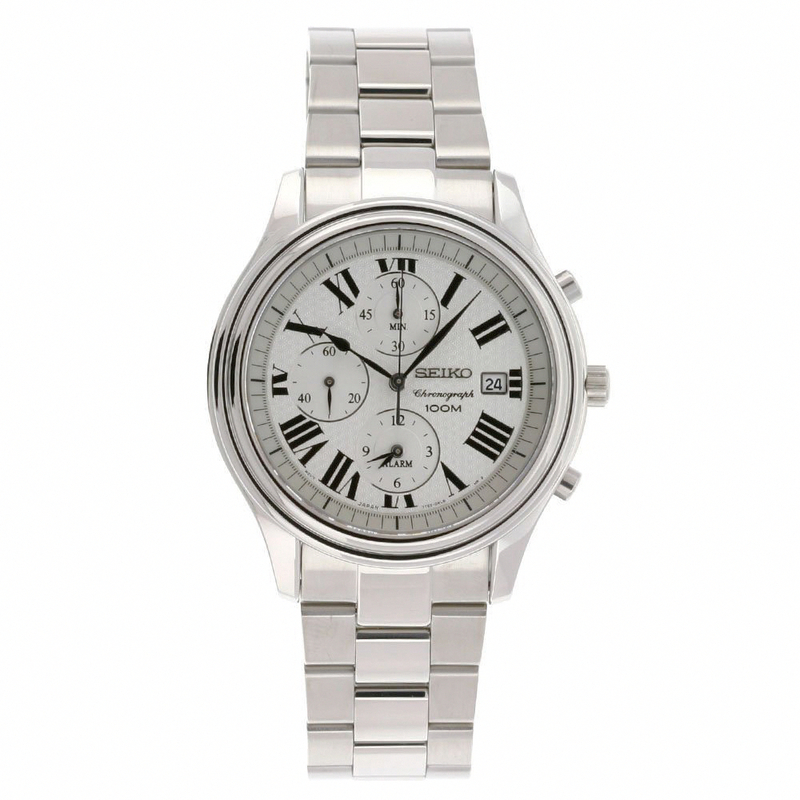 AAA 1:1 Replica Seiko-Alarm-Chronograph Mens Watches Silver Dial Quartz 40MM SNAC77P1 Watch