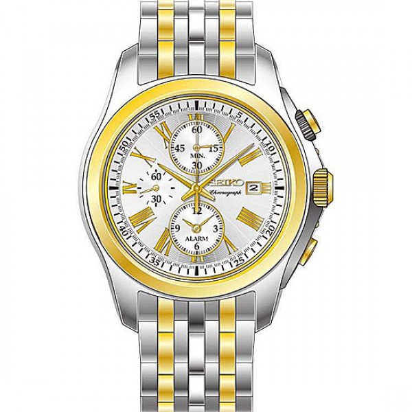 AAA 1:1 Replica Seiko-Chronograph Mens Watches White Dial Quartz 44MM SNAE32P1 Watch