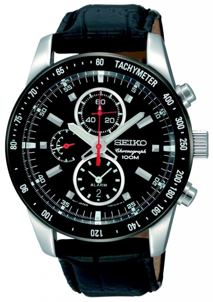 AAA 1:1 Replica Seiko-Chronograph Mens Watches Black Dial Quartz 44MM SNAE35P1 Watch