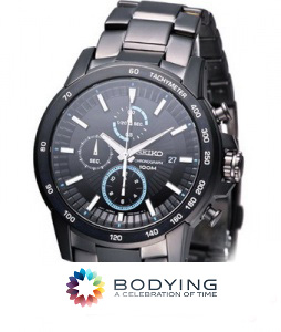 AAA 1:1 Replica Seiko-Chronograph Mens Watches Black Dial Japanese Quartz 43MM SNDC77P1 Watch