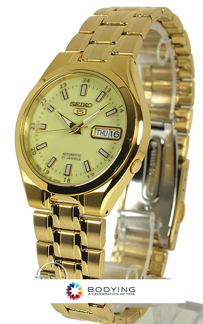AAA 1:1 Replica Seiko-5 Mens Watches Gold Dial Automatic 34MM SNKG30J1 Watch