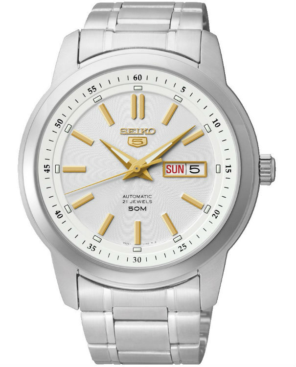 AAA 1:1 Replica Seiko-5 Mens Watches Silver Dial Automatic 43MM SNKM85K1 Watch