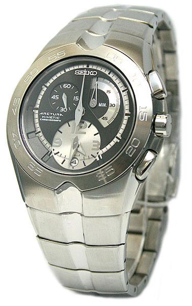 AAA 1:1 Replica Seiko-Arctura Mens Watches Black Dial Kinetic SNL025P1 Watch