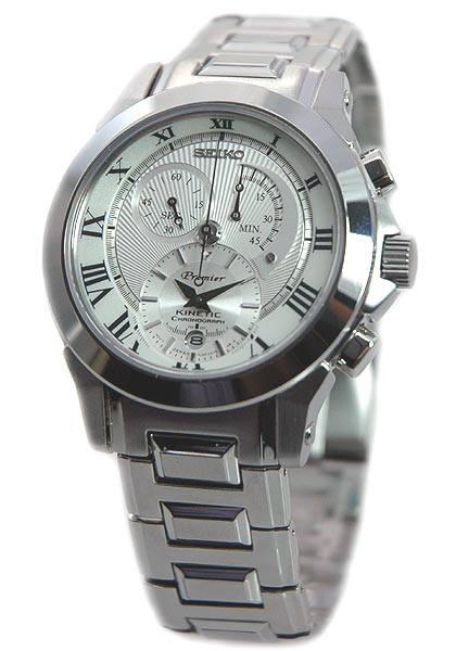 AAA 1:1 Replica Seiko-Premier Mens Watches Silver Dial Kinetic SNL039P1 Watch