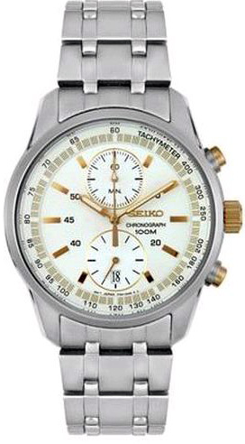 AAA 1:1 Replica Seiko-Chronograph Mens Watches White Dial Quartz 40MM SNN155P1 Watch