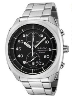 AAA 1:1 Replica Seiko-Chronograph Mens Watches Black Dial Quartz 47MM SNN215P1 Watch
