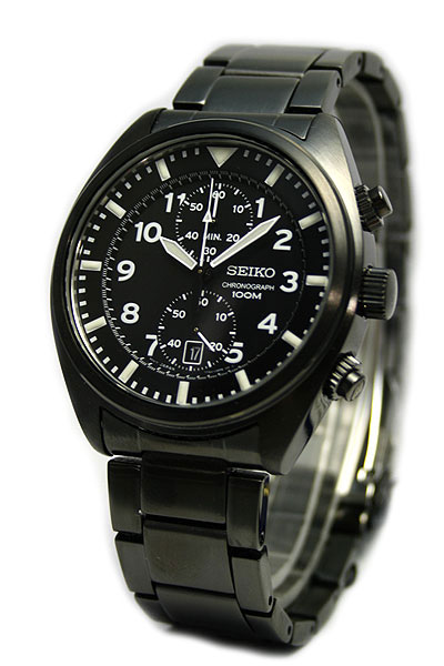 AAA 1:1 Replica Seiko-Chronograph Mens Watches Black Dial Quartz 47MM SNN233P1 Watch