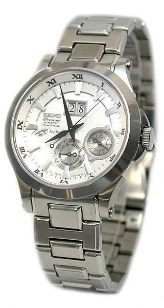 AAA 1:1 Replica Seiko-Premier Mens Watches White Dial Kinetic SNP001P1 Watch