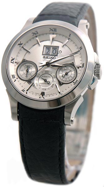 AAA 1:1 Replica Seiko-Premier Mens Watches Silver Dial Kinetic SNP015P1 Watch