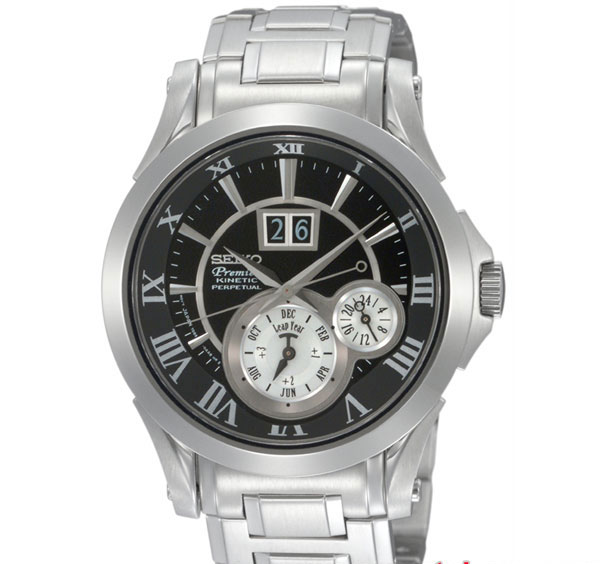 AAA 1:1 Replica Seiko-Premier-Kinetic Mens Watches Black Dial Kinetic 41MM SNP021J1 Watch