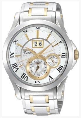 AAA 1:1 Replica Seiko-Premier-Kinetic Mens Watches White Gold Dial Kinetic 42MM SNP022P1 Watch