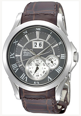 AAA 1:1 Replica Seiko-Premier-Kinetic Mens Watches Black Dial Quartz-Kinetic SNP025P1 Watch
