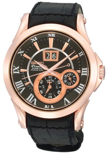 AAA 1:1 Replica Seiko-Premier-Kinetic Mens Watches Black Dial Kinetic 41MM SNP036P1 Watch