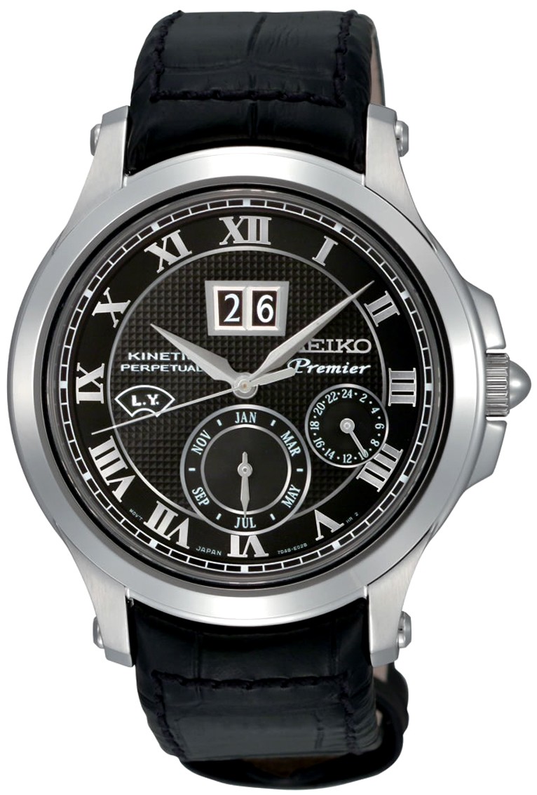 AAA 1:1 Replica Seiko-Premier-Kinetic Mens Watches Black Dial Kinetic 41MM SNP041P2 Watch