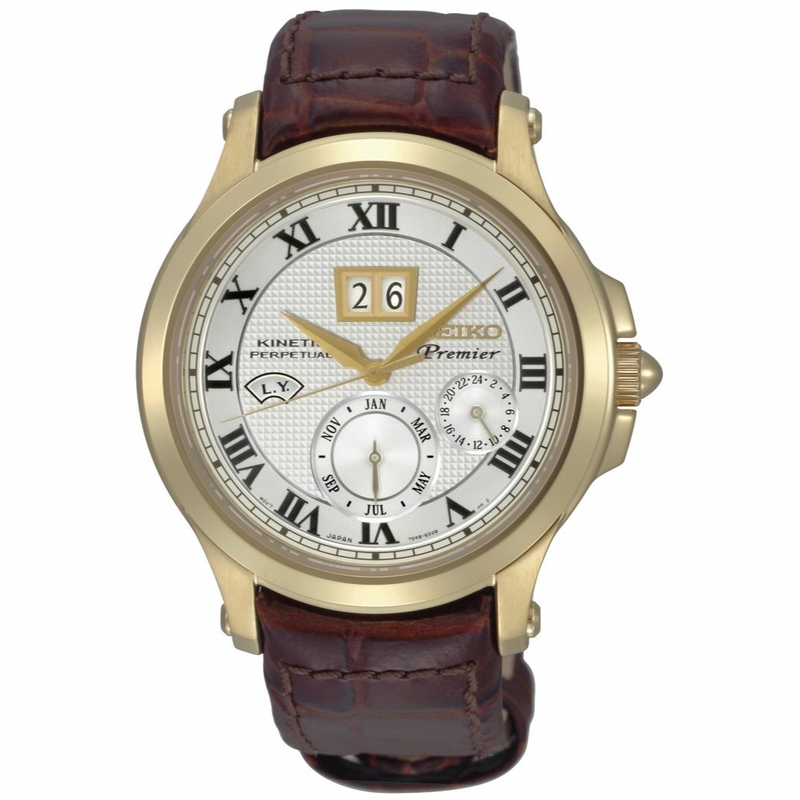 AAA 1:1 Replica Seiko-Premier-Kinetic Mens Watches White Dial Kinetic 44MM SNP044P1 Watch