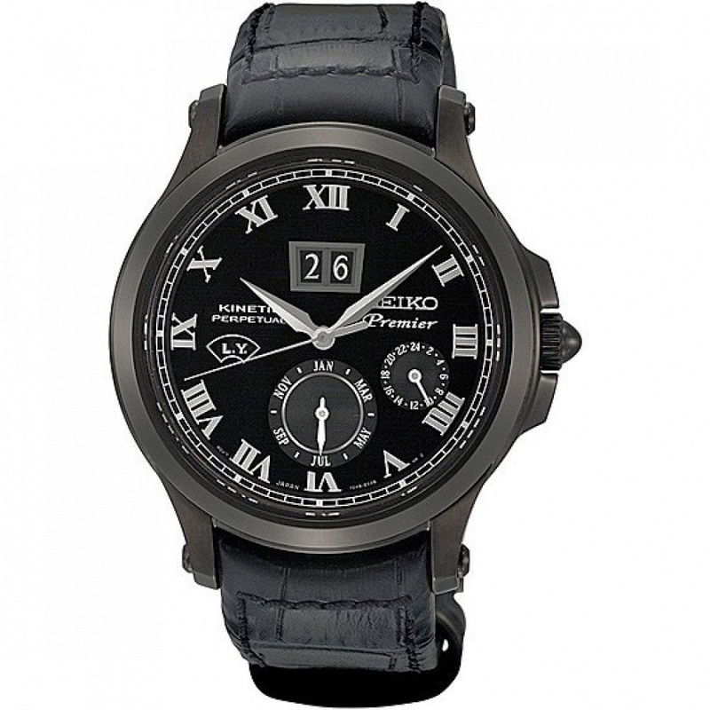 AAA 1:1 Replica Seiko-Premier-Kinetic Mens Watches Black Dial Kinetic 44MM SNP045P1 Watch