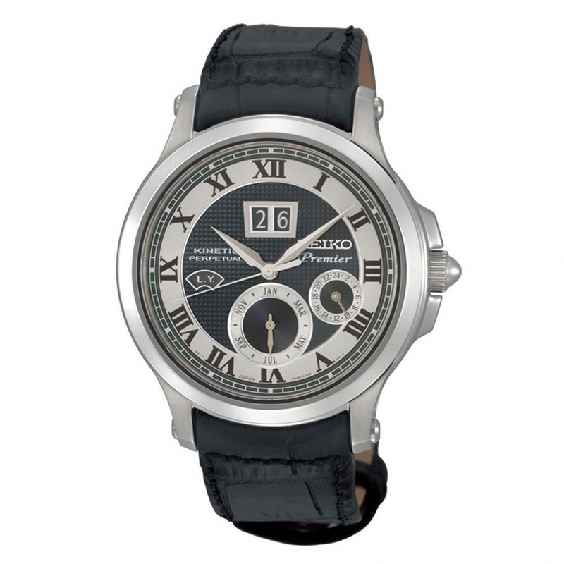 AAA 1:1 Replica Seiko-Premier-Kinetic Mens Watches Black Dial Kinetic 44MM SNP049P1 Watch