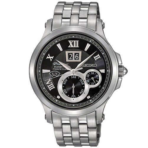 AAA 1:1 Replica Seiko-Premier-Kinetic Mens Watches Black Dial Kinetic 40MM SNP053J1 Watch