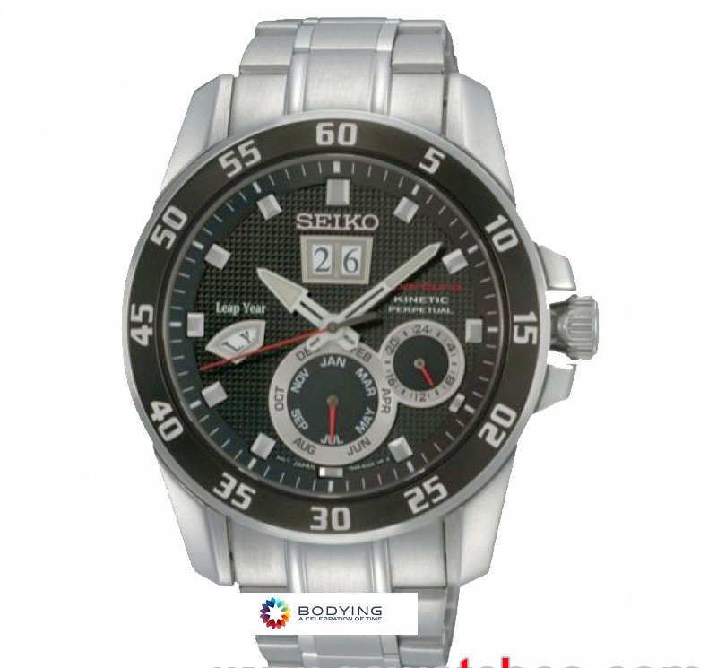 AAA 1:1 Replica Seiko-Sportura-Kinetic Mens Watches Black Dial Kinetic 43MM SNP055J1 Watch