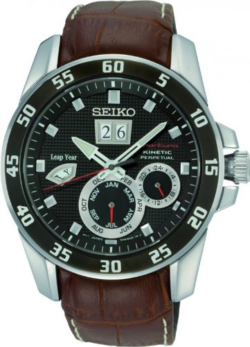 AAA 1:1 Replica Seiko-Sportura-Kinetic Mens Watches Black Dial Kinetic SNP055P2 Watch