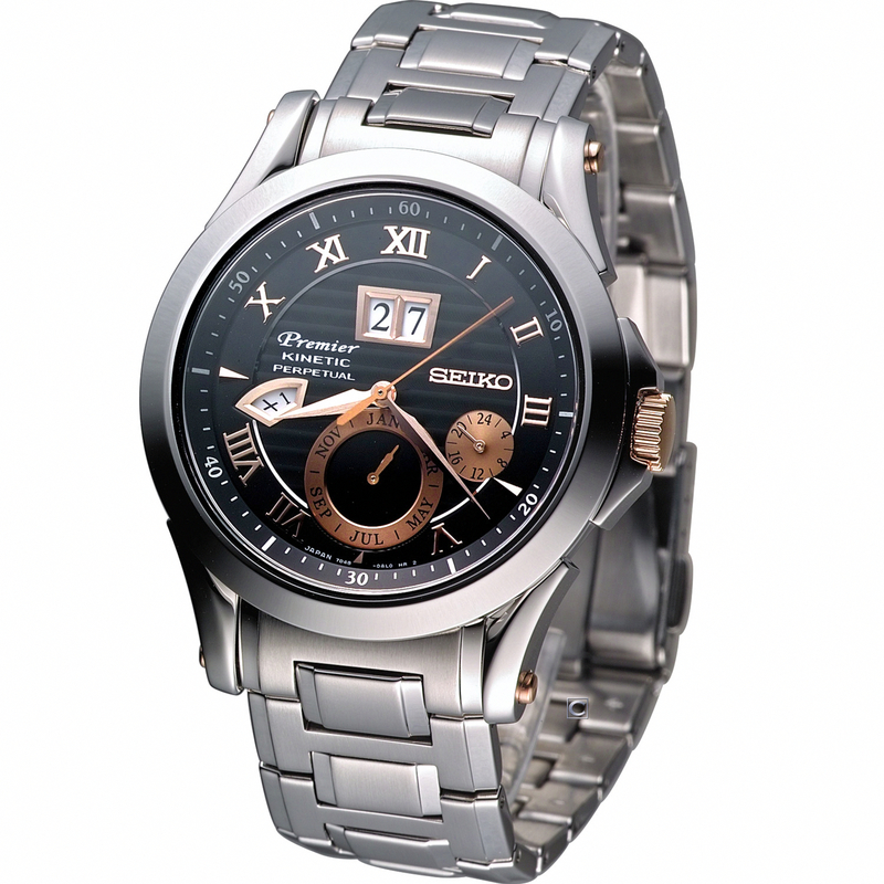 AAA 1:1 Replica Seiko-Premier-Kinetic Mens Watches Black Dial Kinetic SNP062J1 Watch