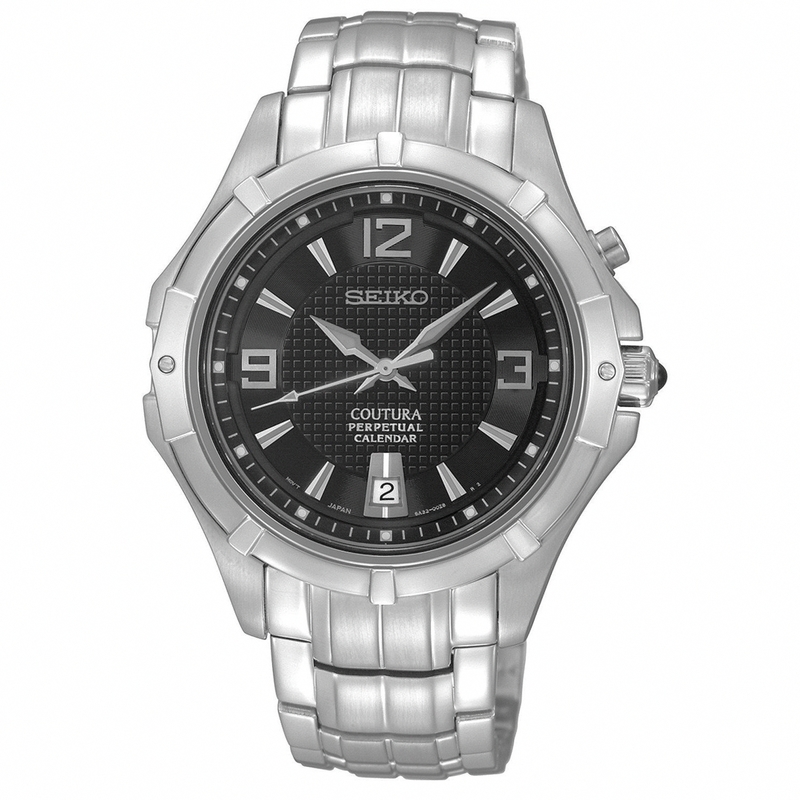 AAA 1:1 Replica Seiko-Perpetual-Calendar Mens Watches Black Dial Quartz 40MM SNQ123P1 Watch