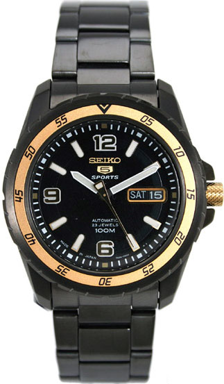 AAA 1:1 Replica Seiko-5-Sports Mens Watches Black Dial Automatic 44.5MM SNZG75J1 Watch