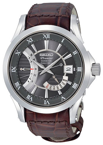 AAA 1:1 Replica Seiko-Premier-Kinetic-Direct-Drive Mens Watches Gray Dial Kinetic Direct Drive SRH009P1 Watch