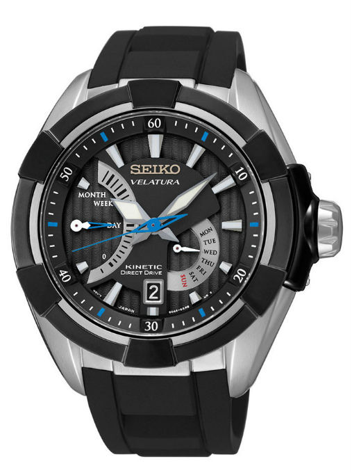 AAA 1:1 Replica Seiko-Velatura Mens Watches Black Dial Kinetic 47MM SRH019P1 Watch