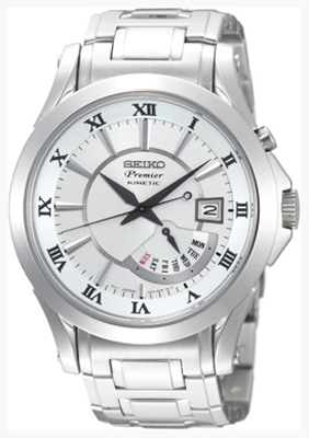 AAA 1:1 Replica Seiko-Premier-Kinetic Mens Watches White Dial Kinetic 42MM SRN001P1 Watch