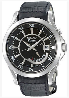 AAA 1:1 Replica Seiko-Premier-Kinetic Mens Watches Black Dial Kinetic 42MM SRN005P1 Watch