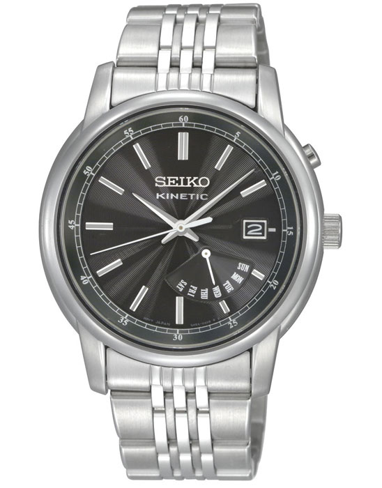 AAA 1:1 Replica Seiko-Kinetic Mens Watches Black Dial Kinetic 40MM SRN029P1 Watch