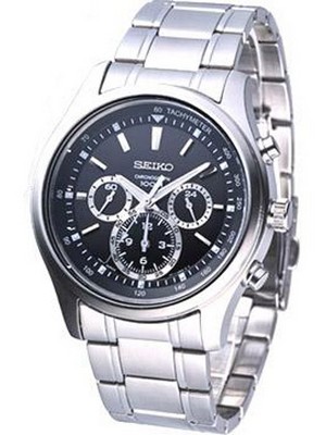 AAA 1:1 Replica Seiko-Chronograph Mens Watches Black Dial Quartz SRW001P1 Watch