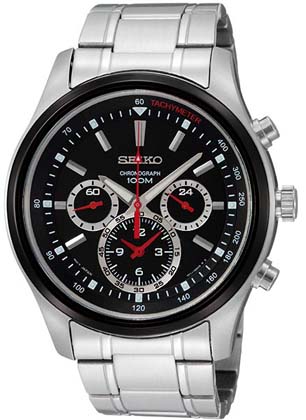AAA 1:1 Replica Seiko-Chronograph Mens Watches Black Dial Quartz 43MM SRW003P1 Watch