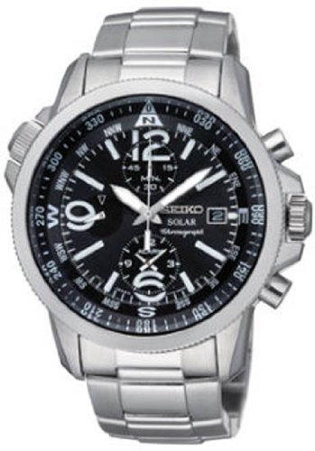 AAA 1:1 Replica Seiko-Solar Mens Watches Black Dial Solar 42MM SSC075P1 Watch