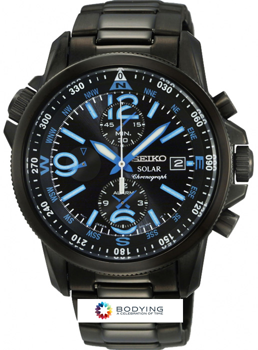 AAA 1:1 Replica Seiko-Solar Mens Watches Black Dial Solar 42MM SSC079P1 Watch