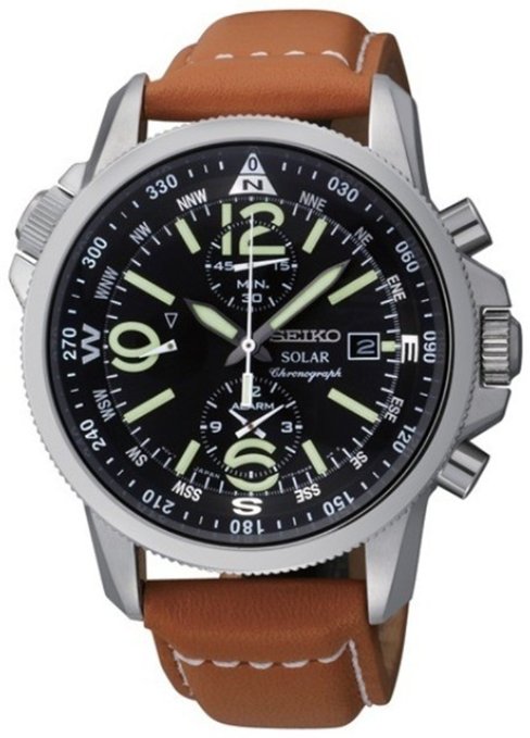 AAA 1:1 Replica Seiko-Solar Mens Watches Black Dial Solar 42MM SSC081P1 Watch
