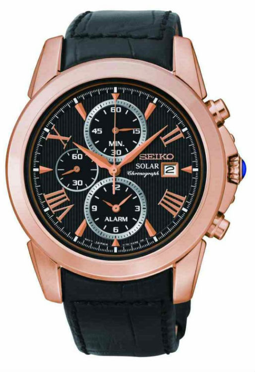 AAA 1:1 Replica Seiko Mens Watches Black Dial Solar 43MM SSC220P1 Watch