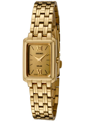 AAA 1:1 Replica Seiko-Solar Ladies Watches Gold Dial Solar 18MM SUP012P1 Watch