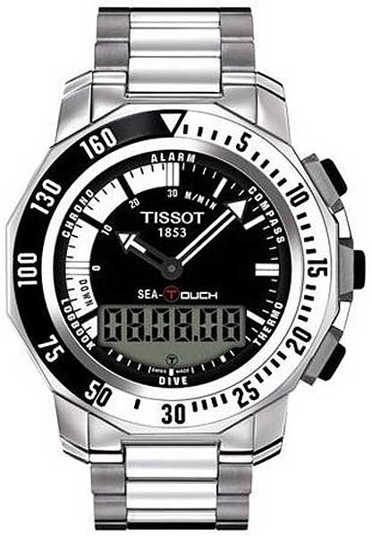 AAA 1:1 Replica Tissot-Touch-Collection-Sea-Touch Mens Watches Black Dial Swiss Quartz 44.4MM T026.420.11.051.01 Watch